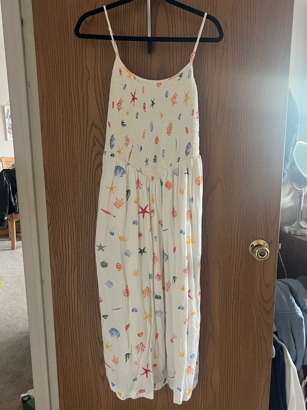 a new day White Smocked Sundress with Colorful Shell Accents
